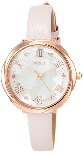 [セイコーウォッチ] 腕時計 ワイアード エフ WIRED f(ワイアード エフ) 花型ケース 白蝶貝文字盤 スワロフスキー付きりゅうず AGEK462 レディース ピンク